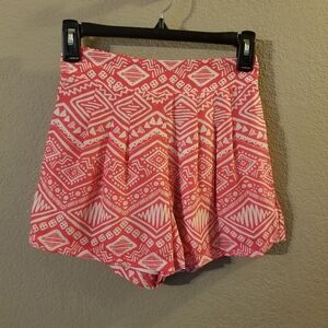 Miami Womens Pink Pleated Geometric Pattern Pull-on Shorts Size Small